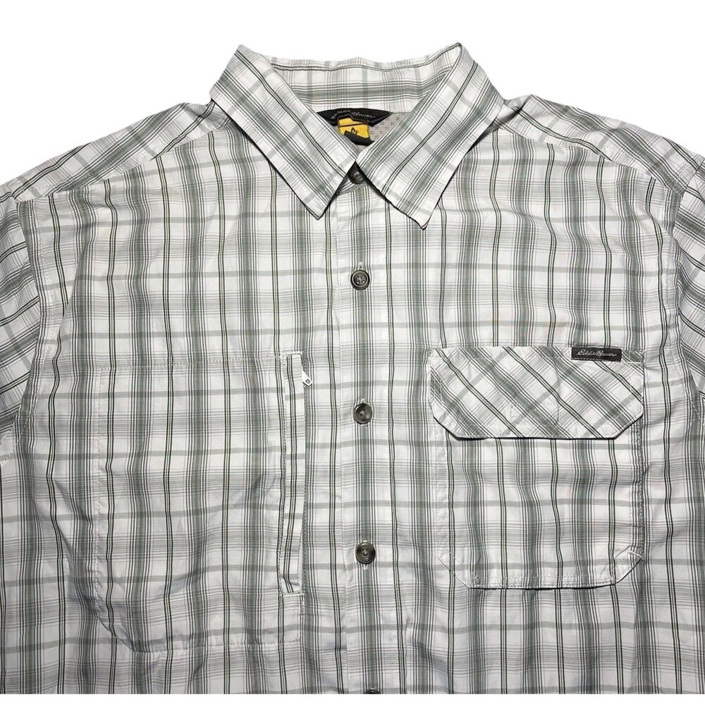 Eddie Bauer Button Up Shirt Travex Plaid Outdoor Fishing Hiking Size Medium